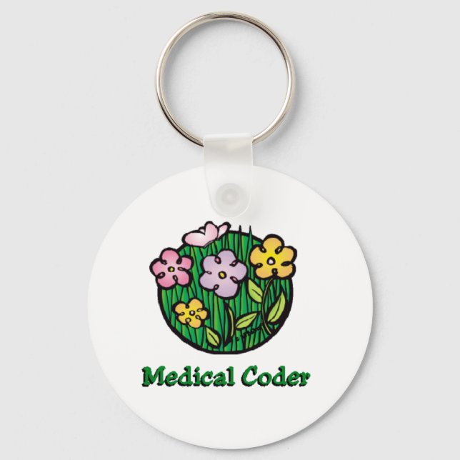Medical Coder Blooms2 Key Ring (Front)