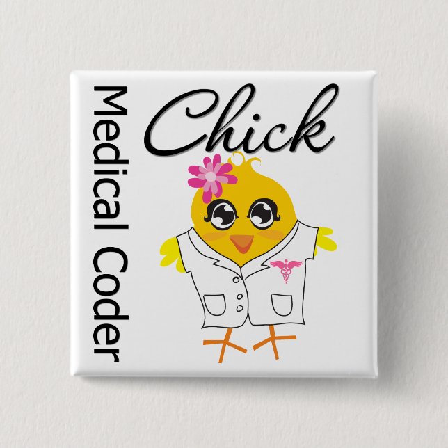 Medical Coder Chick 15 Cm Square Badge (Front)