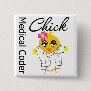 Medical Coder Chick 15 Cm Square Badge