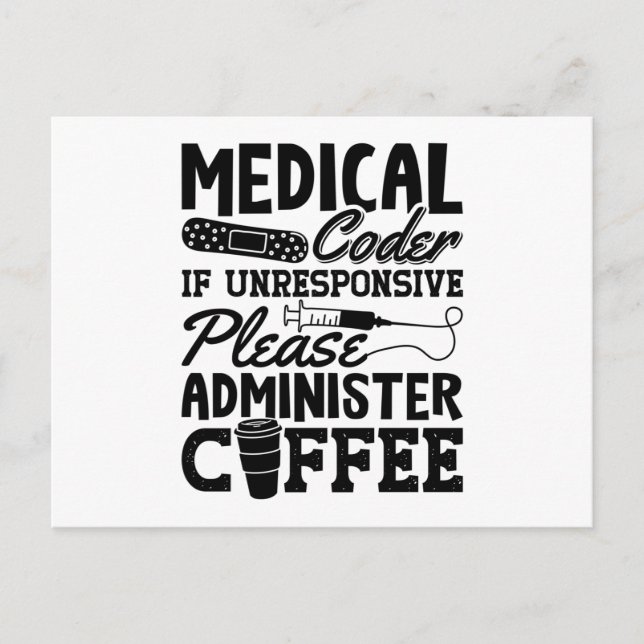 Medical Coder Coffee Assistant ICD Coding Gift Postcard (Front)