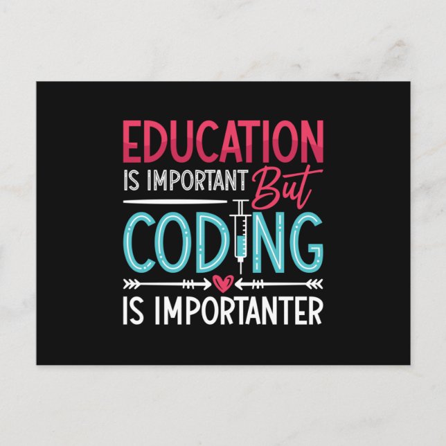 Medical Coder Education Is Important ICD Coding Postcard (Front)