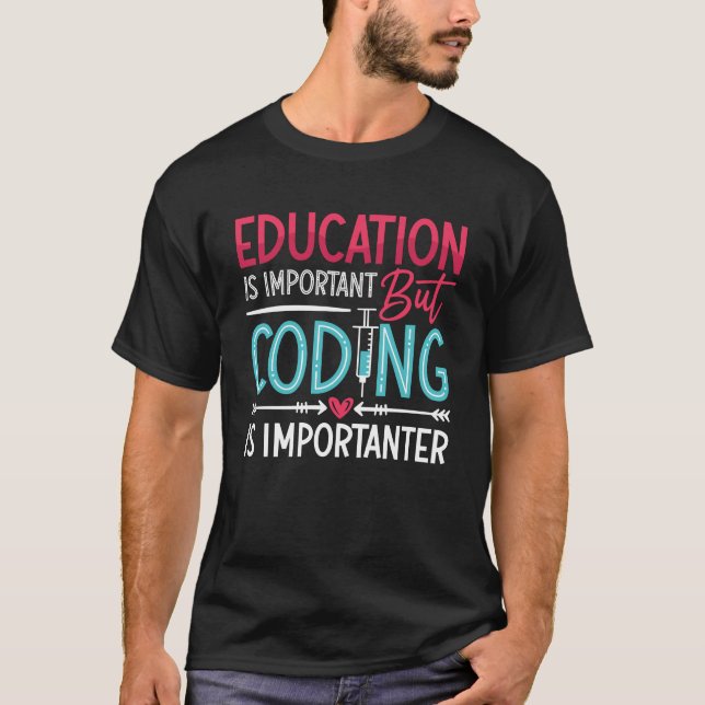 Medical Coder Education Is Important ICD Coding T-Shirt (Front)