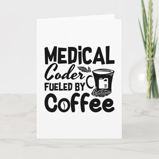 Medical Coder Fuelled By Coffee Programmer Coding Card (Front)