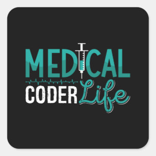 Medical Coder Life Assistant ICD Coding Programmer Square Sticker