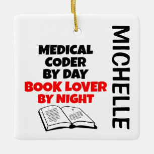 Medical Coder loves Reading CUSTOM Ceramic Ornament