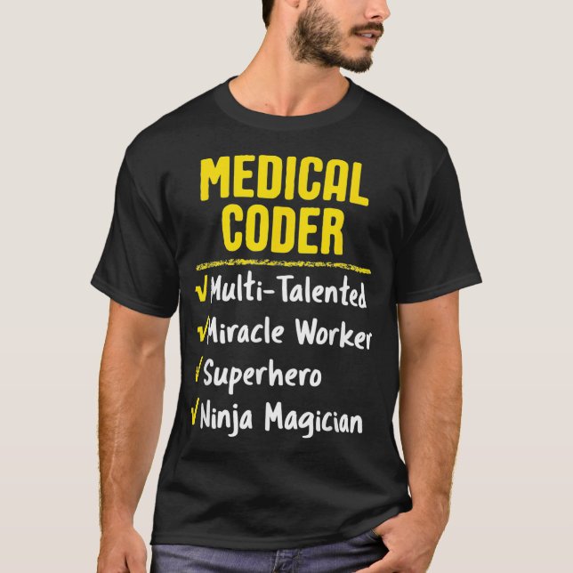Medical Coder Miracle Worker Superhero Ninja Funny T-Shirt (Front)