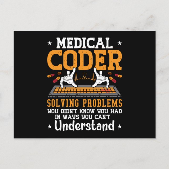 Medical Coder Solving Problems Assistant Coding Postcard (Front)