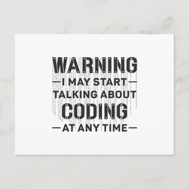 Medical Coder Warning I May Start Coding Gift Postcard (Front)
