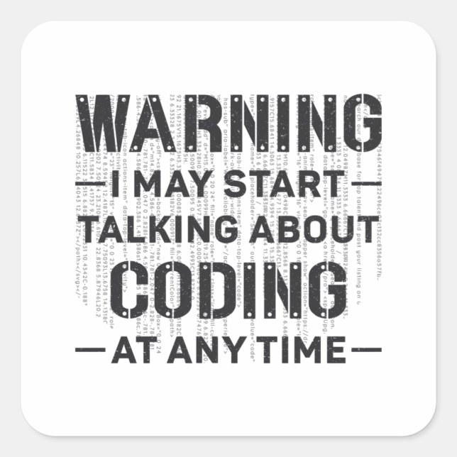Medical Coder Warning I May Start Coding Gift Square Sticker (Front)