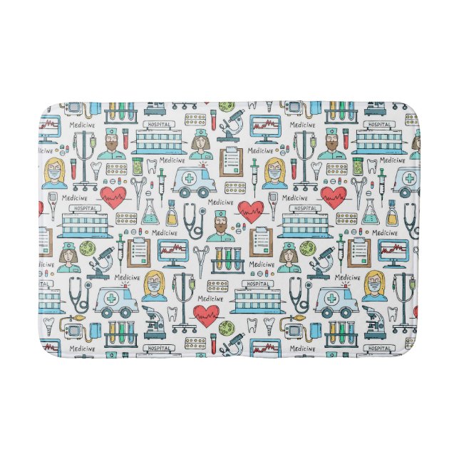 Medical Design Pattern Bath Mat (Front)