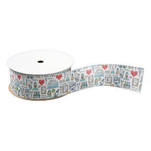 Medical Design Pattern Grosgrain Ribbon