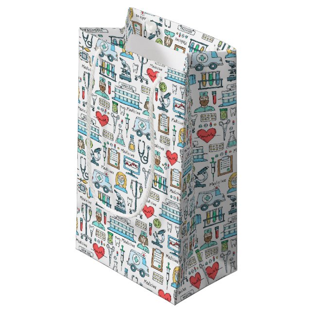 Medical Design Pattern Small Gift Bag (Front Angled)