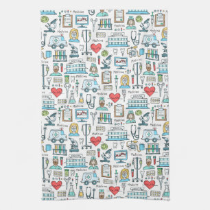 Medical Design Pattern Tea Towel