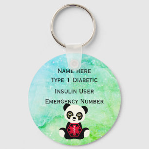 Medical Diabetic ID Alert Personalized Type 1 or 2 Key Ring