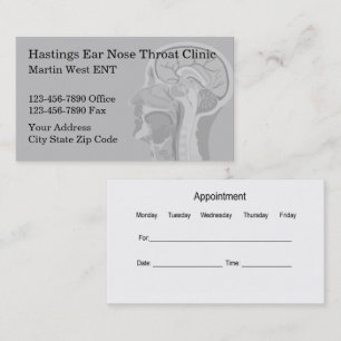 Medical Doctor Appointment Ear Nose Throat Business Card