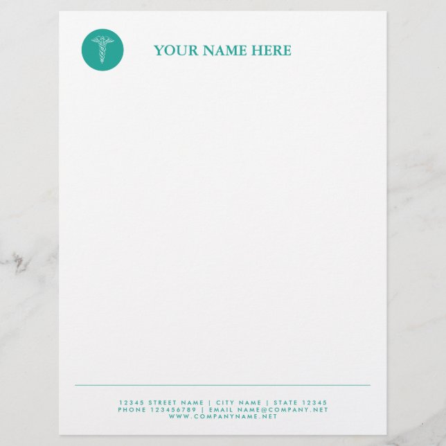 Medical doctor caduceus logo letterhead template (Front)