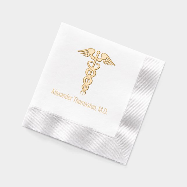 Medical Doctor Caduceus Professional Name Foil Napkins (Left)