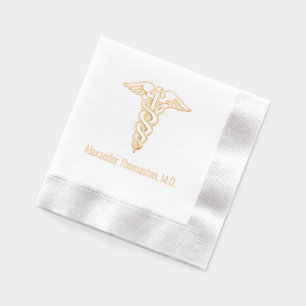 Medical Doctor Caduceus Professional Name Foil Napkins