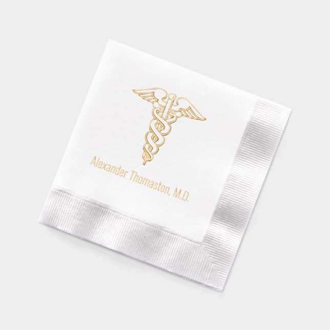 Medical Doctor Caduceus Professional Name Foil Napkins (Left)