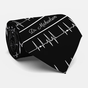 Medical Doctor Cardiologist Cardiogram Name Black Tie