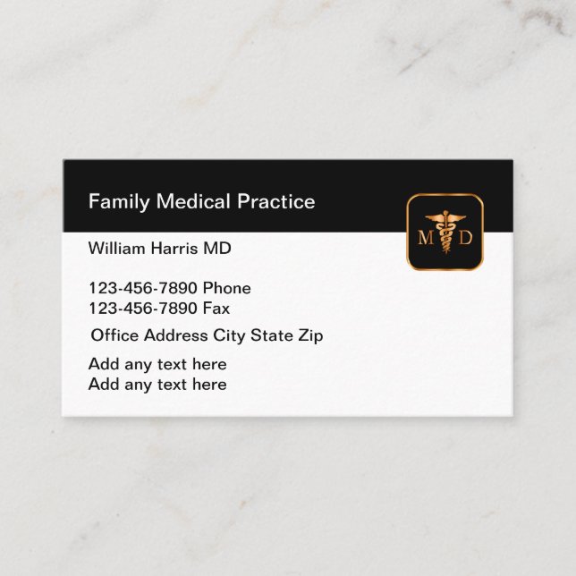 Medical Doctor Family Practice Business Cards (Front)