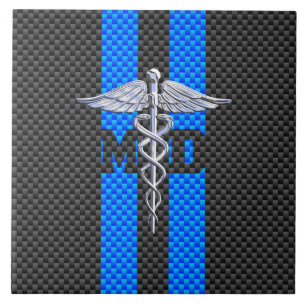 Medical Doctor MD Caduceus Carbon Fibre Stripes Tile