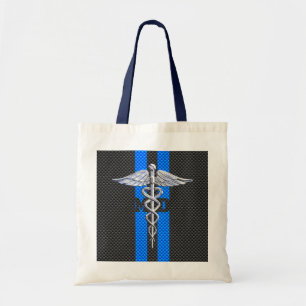 Medical Doctor MD Caduceus Carbon Fibre Stripes Tote Bag