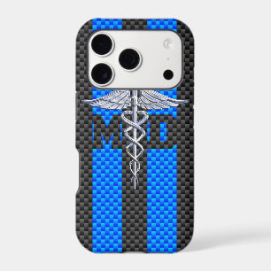 Medical Doctor MD Caduceus on Blue Stripes