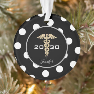 Medical Doctor Nurse Black and Gold Personalized Ornament