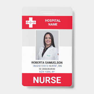 MEDICAL DOCTOR NURSE Emergency Health Care Red ID Badge
