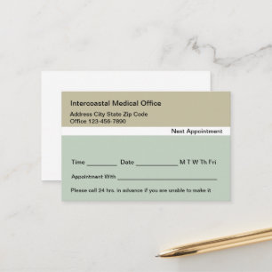 Medical Doctor Office Patient Appointment Reminder Card