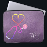 Medical Doctor or Nurse Purple Glitter Laptop Sleeve<br><div class="desc">Faux purple glitter background accented by a stethoscope shaped like a heart. Nurses,  doctors and medical industry professionals will love this computer sleeve. Monogram with initials or title.</div>