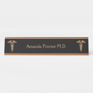 Medical Doctor or Nurse Rose Gold Desk Name Plate