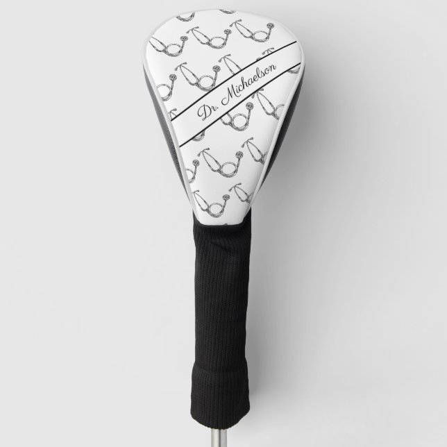 Medical Doctor Physician Name Stethoscope Pattern  Golf Head Cover (Front)