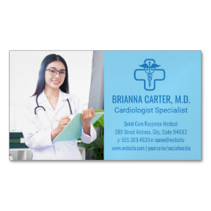 Medical Doctor with Clipboard Hospital Workers Magnetic Business Card