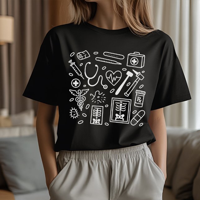 Medical Doodle Shirt for RN, MD, or Future Healers (healthcare worker shirt, med student gift, graduation medical shirt, nurse grad gift,)