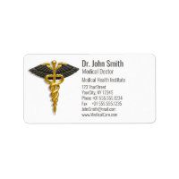 Medical Elegant Gold Caduceus Black Wings Classy
