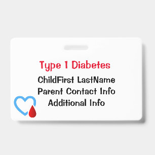 Medical Emergency Diabetes Awareness ID Badge