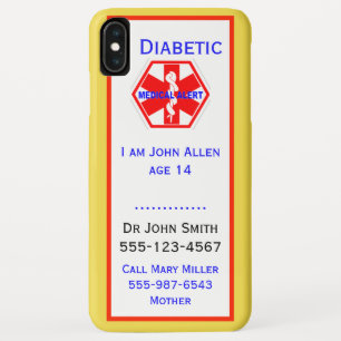 Medical Emergency Diabetic Alert Info Custom Case-Mate iPhone Case