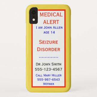 Medical Emergency Seizure Alert Info Custom Case-Mate iPhone Case