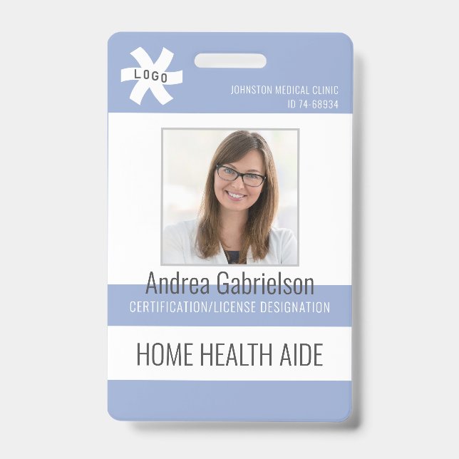 Medical Employee HOME HEALTH AIDE or Other Blue ID Badge (Front)