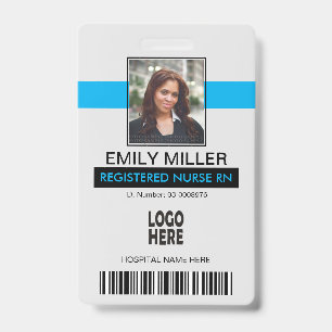 Medical employee id, logo blue photo template ID badge