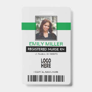 Medical employee logo barcode green photo template ID badge