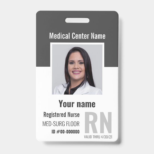 Medical Employee Photo Bar-Code Logo Name ID Badge (Front)