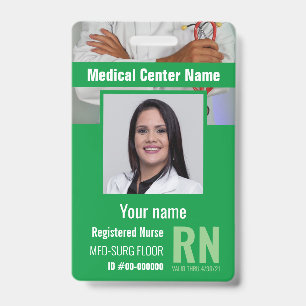 Medical Employee Photo Bar-Code Logo Name ID Badge