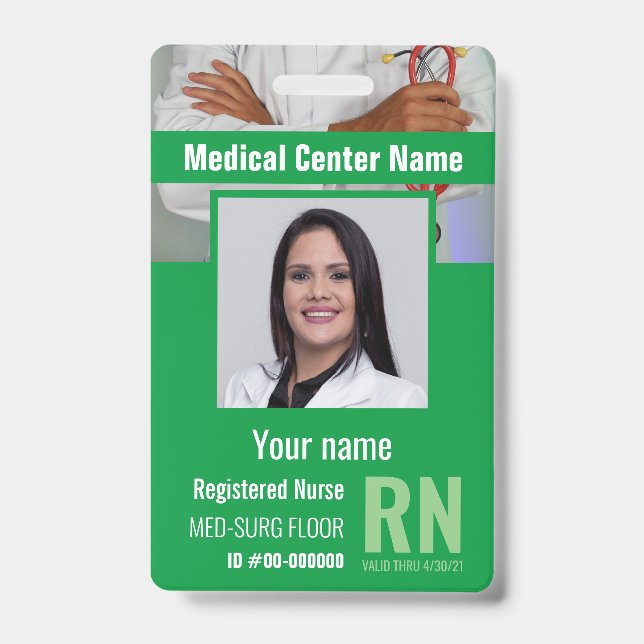 Medical Employee Photo Bar-Code Logo Name ID Badge (Front)