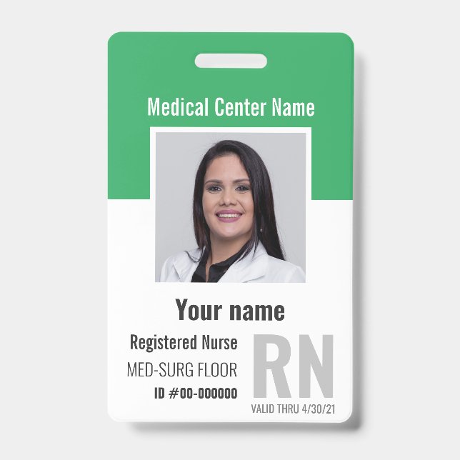 Medical Employee Photo Bar-Code Logo Name ID Badge (Front)