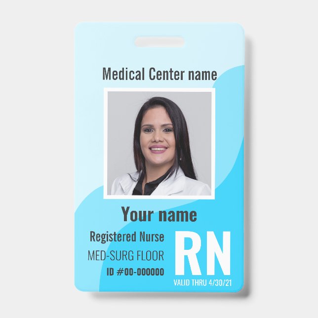 Medical Employee Photo Bar-Code Logo Name ID Badge (Front)