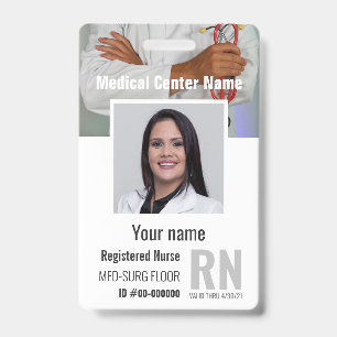Medical Employee Photo Bar-Code Logo Name ID Badge