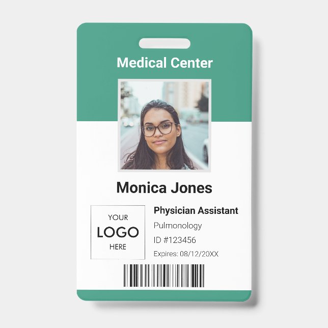 Medical Employee Photo QR Code Badge ID Badge (Front)